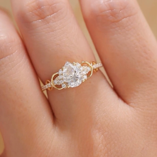 Pear Cut Lab Diamond Infinity Halo Engagement Ring