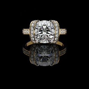 2.92 CT Grande Cushion Sparkle Ring with Side Accent Moissanite Diamonds Modern Engagement Ring