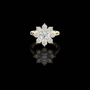 1.25 CT Luxury Floral Halo Moissanite Diamond Ring with Brilliant Round Cut Cluster Design