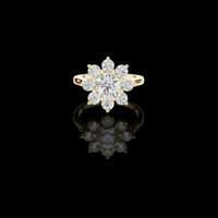 Round Moissanite Diamond Floral Cluster Delicate Ring