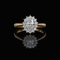 0.45 CT Vintage Inspired Oval Halo Brilliant Lab Grown Diamonds Engagement Ring