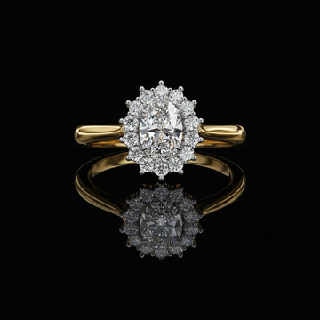 0.45 CT Vintage Inspired Oval Halo Brilliant Lab Grown Diamonds Engagement Ring