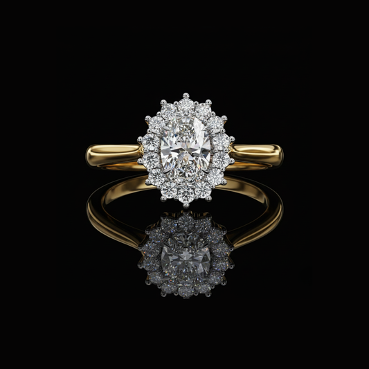 0.45 CT Vintage Inspired Oval Halo Brilliant Lab Grown Diamonds Engagement Ring
