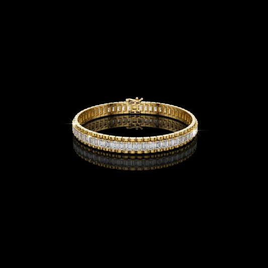 12.00 TCW Exquisite Emerald Cut Moissanite Diamond Bracelet with Sleek Gold Channel Setting
