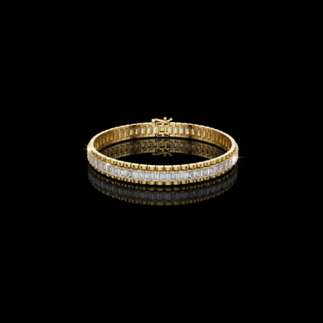 12.00 TCW Exquisite Emerald Cut Lab Grown Diamond Bracelet with Sleek Gold Channel Setting