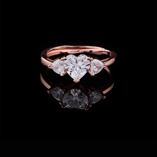 0.30 CT Elegant Heart Cut Lab Grown Diamond Trio Ring That Timeless Expression of Love