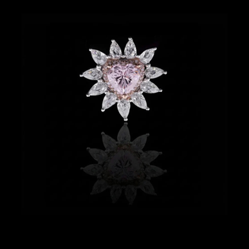 1.00 CT Heart-Cut Pink Gem Ring Surrounded by Lab Grown Pear Diamond Petals