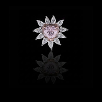 Heart Cut Pink Cluster Ring With Lab Grown Pear Side Diamond