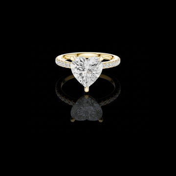 2.55 CT Exquisite Heart Shaped Solitaire Lab Grown Diamond Ring with Pave Diamond Band