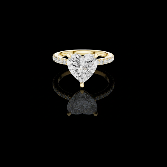 2.55 CT Exquisite Heart Shaped Solitaire Lab Grown Diamond Ring with Pave Diamond Band