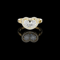 Heart Halo Ring with Twin Pear Cut Lab Grown Diamonds Ring
