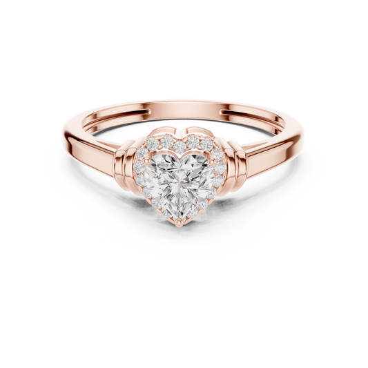 Classic Romance Setting Heart Cut Moissanite Diamond Halo Ring