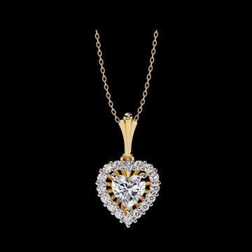 Heart Shape Moisanite Diamond Halo Pendant Necklace