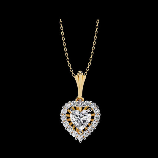 Heart Shape Moisanite Diamond Halo Pendant Necklace