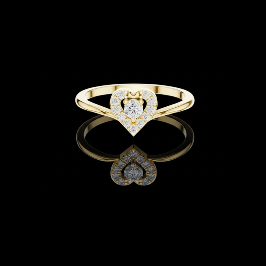 0.16 TCW Luxury Heart Shaped Lab Grown Diamond Halo Ring with Brilliant Round Center Stone