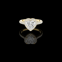 Heart Cut Halo Lab Grown Diamond Ring with Pave Band