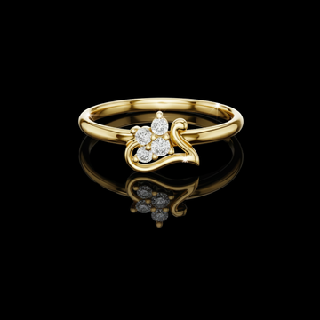 0.06 TCW Flowing Heart Curl Design and Brilliant Round Moissanite Diamond Cluster