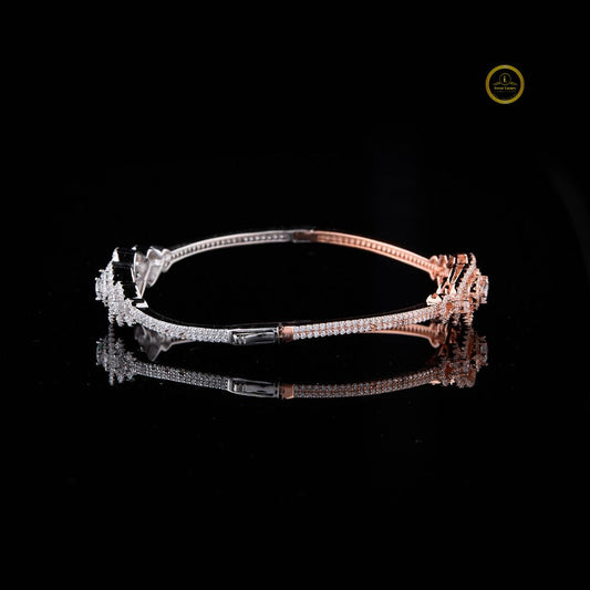 Round Cut Moissanite Diamond Delicate Dual Tone Embrace Bracelet For Her