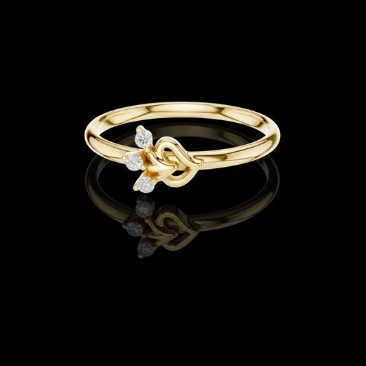 0.03 TCW Brilliant Round Moissanite Diamond Cluster Ring Featuring a Gracefully Intertwined Heart Bloom Design