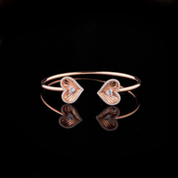 Round Cut Lab Grown Diamond Heart Motif Open Bracelet