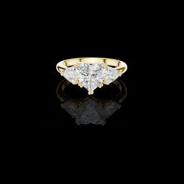 2.00 CT Sparkling Heart Shaped Three Stone Moissanite Diamond Ring with Pear Cut Side Diamonds