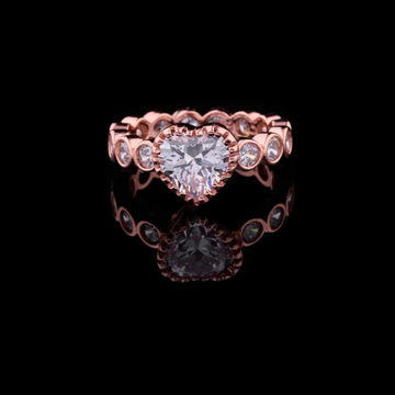 1.00 CT Romantic Heart Shaped Moissanite Diamond Eternity Ring with Bezel Set Accents For Proposal