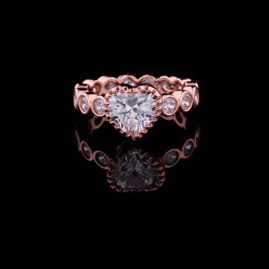 Heart Cut Lab Grown Diamond Bezel Set Engagement Ring