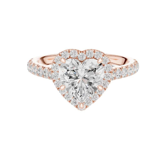Heart Cut Halo Lab Grown Diamond Ring with Pave Band