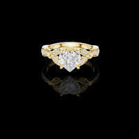 Heart Shape Leaf Motif Style Lab Grown Diamond Engagement Ring