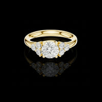 Round Moissanite Diamond Three Stone Cluster Engagement Ring