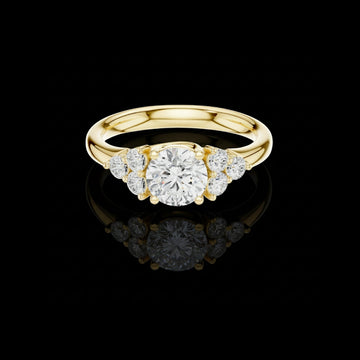 0.93 CT Eye-Catching Elegant Sparkle Cluster Stunning Round Cut Moissanite Diamond Gold Ring