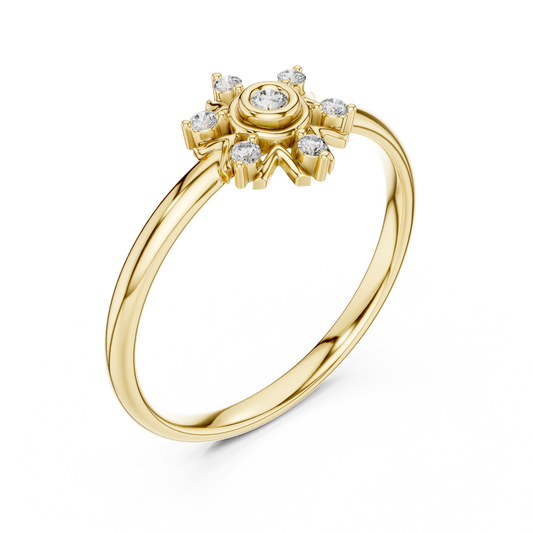 0.012 CT Vintage Sunray Moissanite Diamond Retro Celestial Cluster Ring For Women