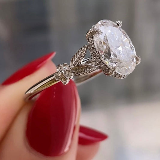 Vintage Oval Lab Grown Diamond Filigree Engagement Ring