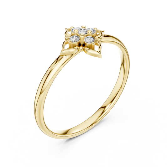 Floral Moissanite Diamond Cluster Ring with Round Cut Brilliant Diamonds