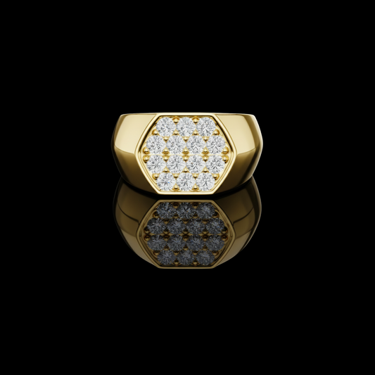 0.91 TCW Imperial Radiance Moissanite Diamond Cluster Ring with Hexagonal Statement Design