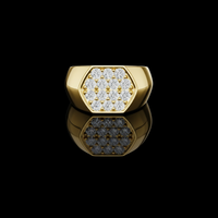 Hexagon Lab Grown  Diamond Cluster Signet Statement Ring
