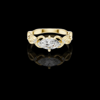 East West Marquise Cut Lab Grown Diamond Twisted Band Engagement Ring