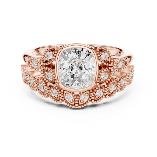 Cushion Moissanite Diamond Cut Ring with Intricate For Special One