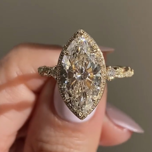 Marquise Cut  Lab Grown Diamond Halo Ring