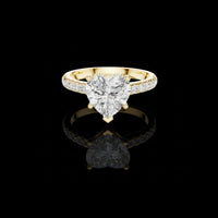 Heart Cut Lab Grown Diamond Ring with Pave Engagement Band