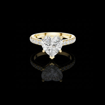 Heart Cut Lab Grown Diamond Ring with Pave Engagement Band