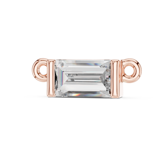 Horizontal Baguette Cut Solitaire Bar Pendant with Center Moissanite