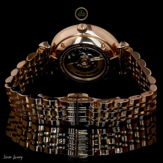 Round Diamond Bezel Rose Tone Jubilee Bracelet Dress Watch