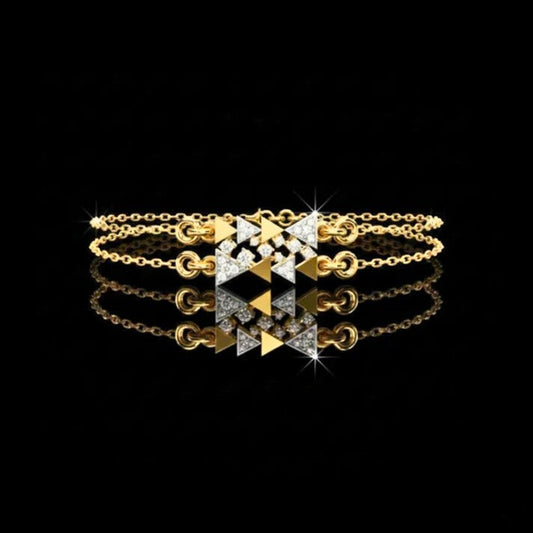 Round Cut Moissanite Diamond Adjustable Double Chain Bracelet