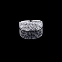 Round Cut Multi Row Pave Moissanite Diamond Wide Statement Band Ring