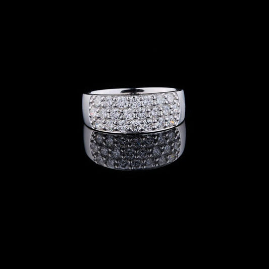 Round Cut Multi Row Pave Lab Grown Diamond Wide Statement Band Ring
