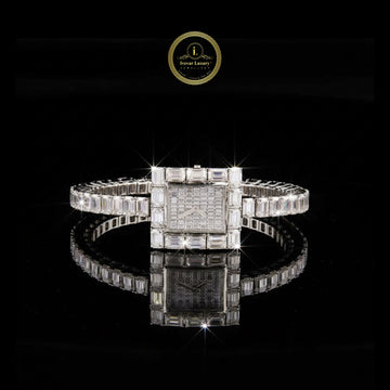 Full Baguette Diamond Square Watch with Invisible-Set Dial & Link Band