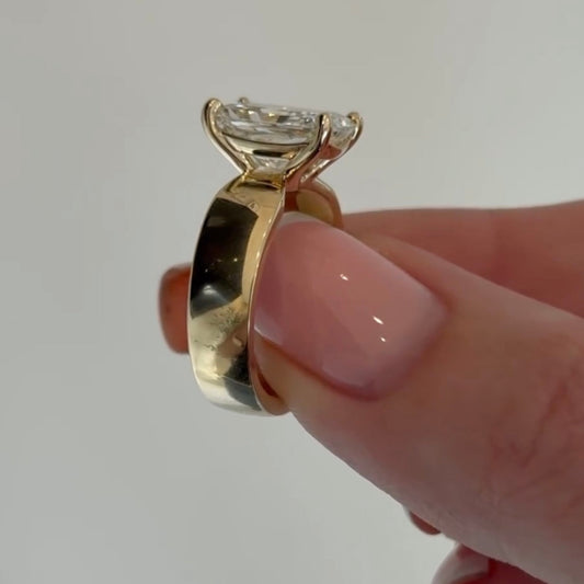 Radiant Cut Lab Grown Solitaire Ring With Wide Band