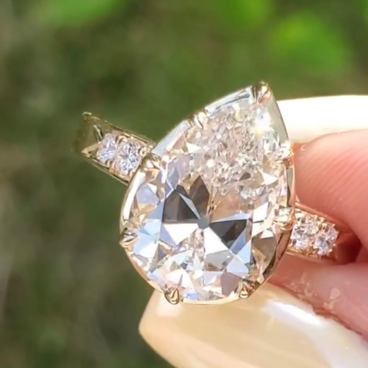 Pear Cut Lab Grown Diamond Pave Ring