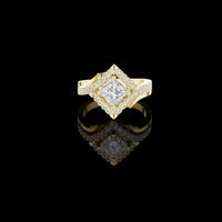 Princess Cut Halo Moissanite Split Shank Ring